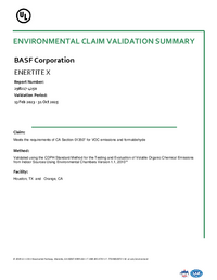 Thumbnail of document ENERTITE® X VOC Emissions Certificate