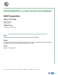 Thumbnail of document WALLTITE® One VOC Emissions Certificate
