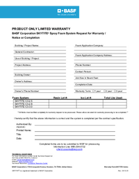 Thumbnail of document Product Only Limited Warranty Request Form - SKYTITE®