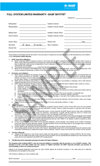 Thumbnail of document Product Only Limited Warranty Sample - SKYTITE®