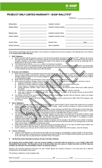 Thumbnail of document Product Only Limited Warranty Sample - WALLTITE®